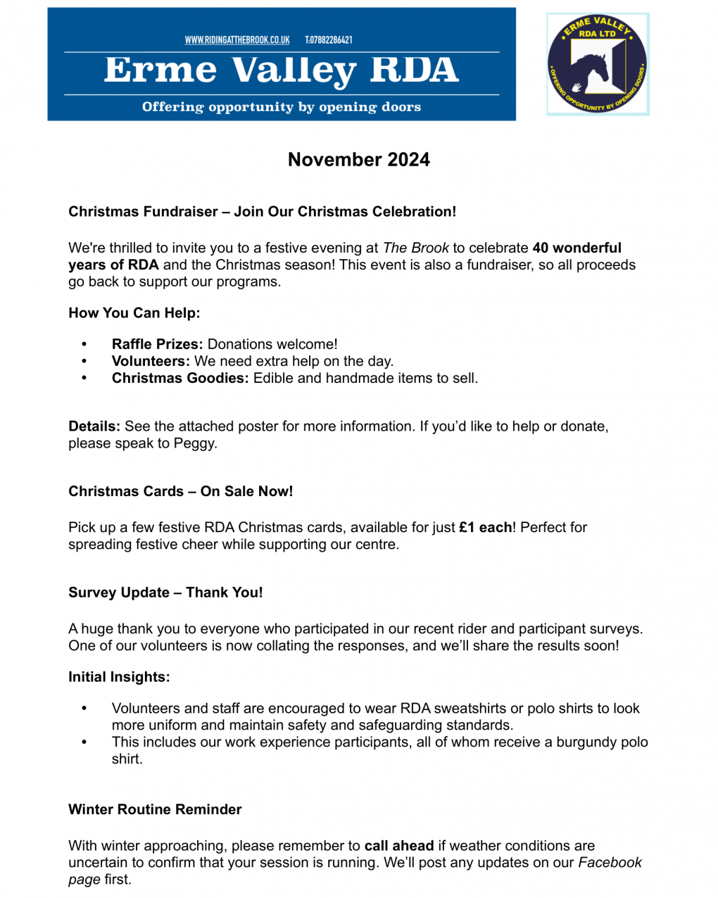 Erme Valley RDA Newsletter November 2024 Page 1